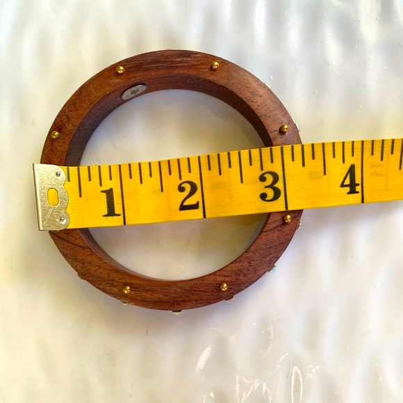 Silpada silver Brass and Crystal Studded Wooden Bangle Bracelet B3302 - Picture 10 of 11